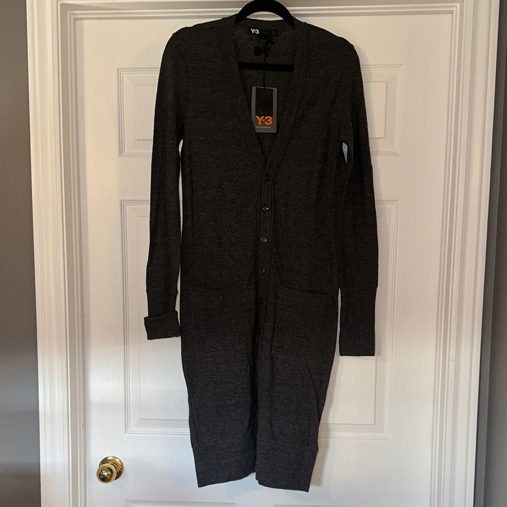 Y-3 Women's Charcoal Long Sleeve Cardigan Dress